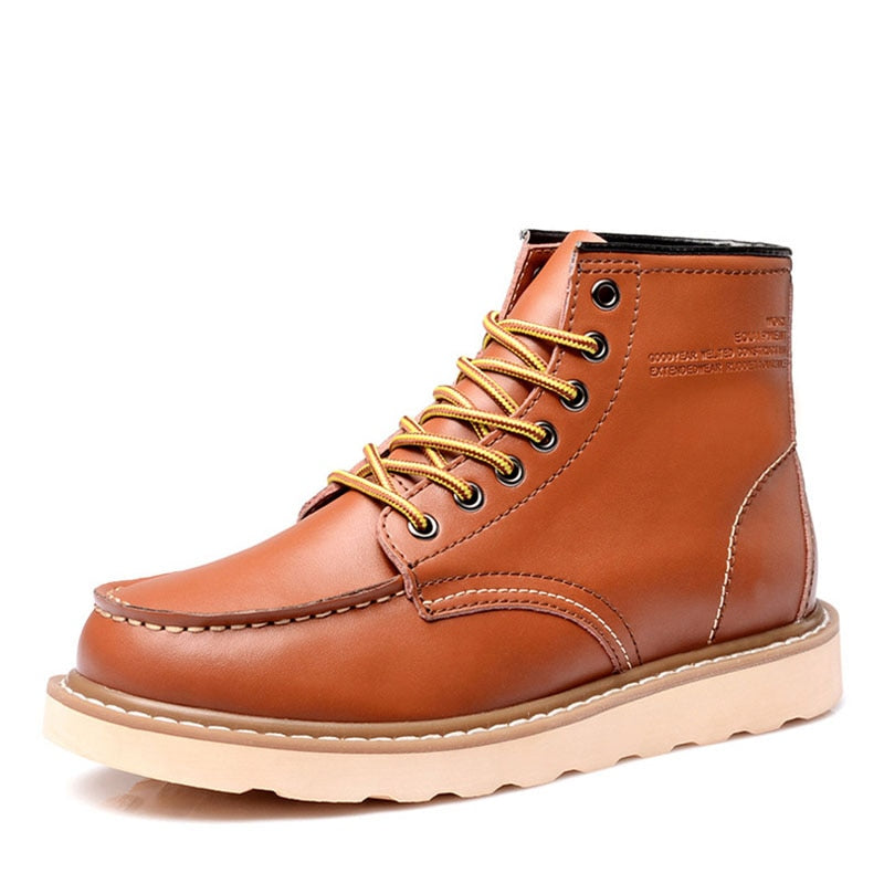 Vintage Men Boots Lace-Up Genuine Leather Boots
