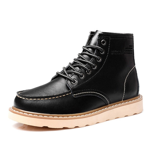 Vintage Men Boots Lace-Up Genuine Leather Boots
