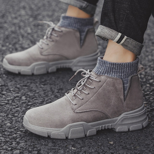 DUDELI Vintage Suede Work Boots Casual Cowboy