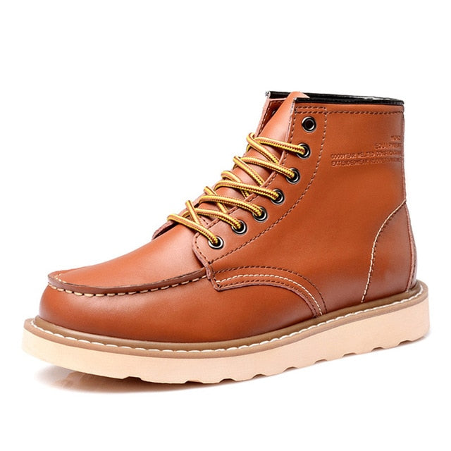 Vintage Men Boots Lace-Up Genuine Leather Boots